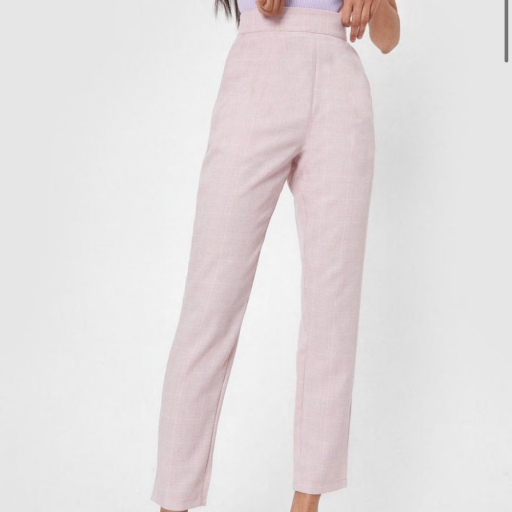 Nasty Gal check high waisted slim fit tapered pant